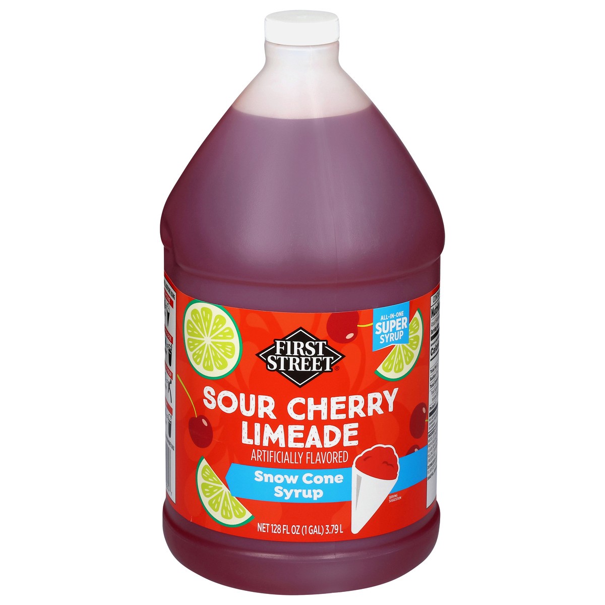 slide 1 of 4, First Street Cherry Limeade Super Syrup, 128 oz