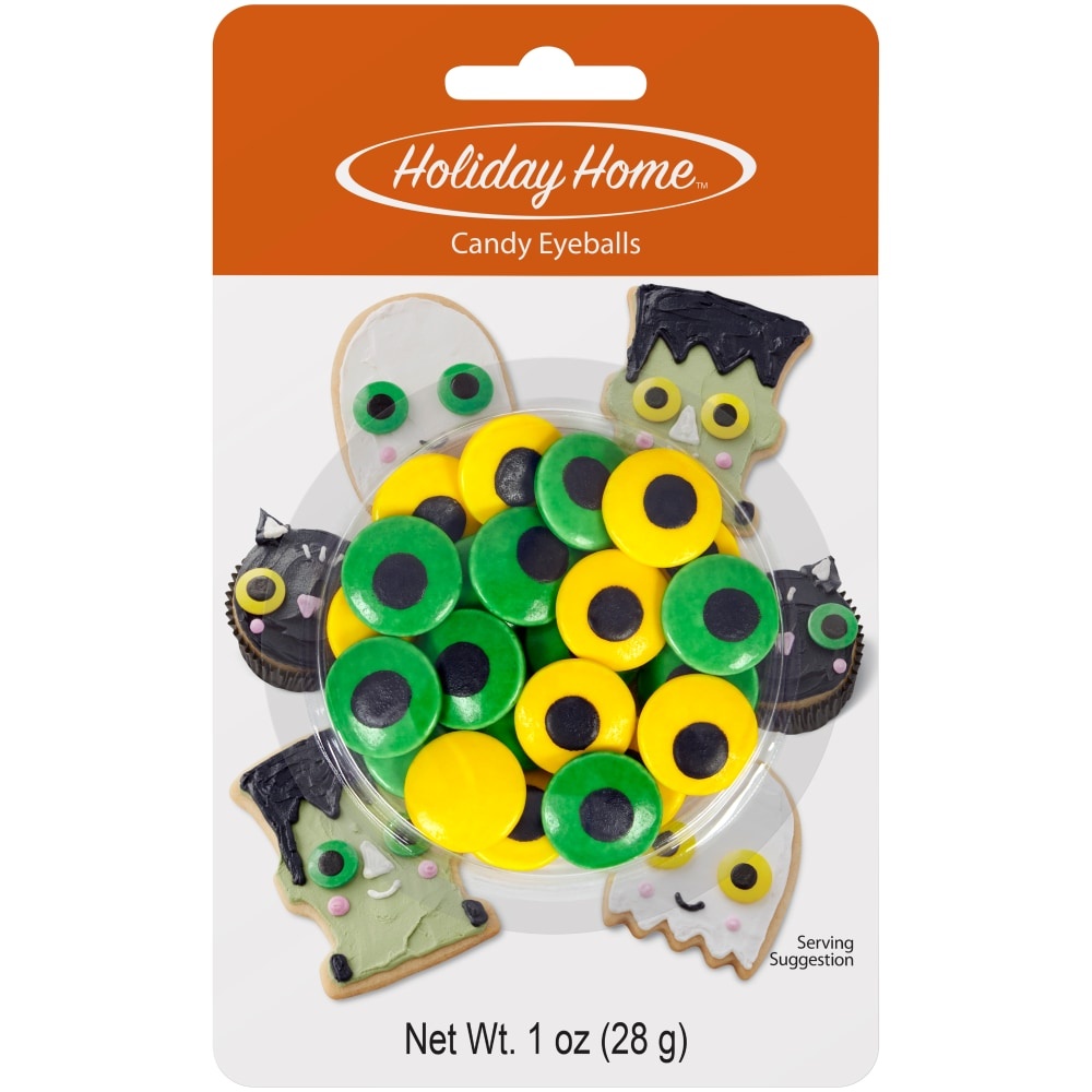 slide 1 of 1, Holiday Home Spooky Large Candy Eyeballs - Yellow/Green, 1 oz