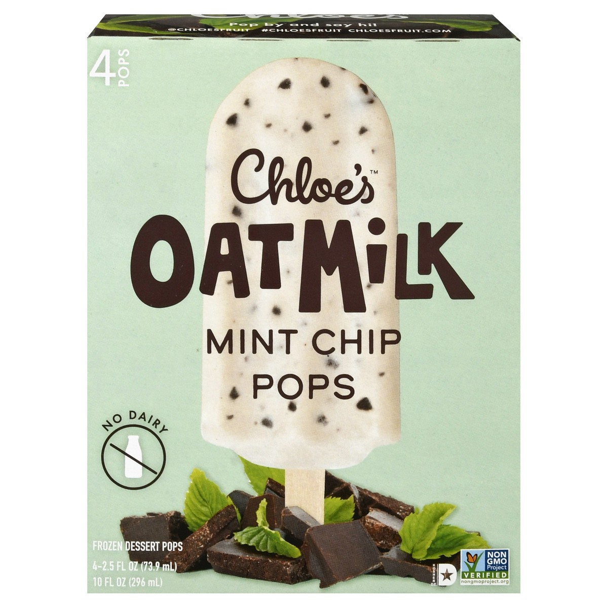 slide 1 of 10, Chloe's Oatmilk Mint Chip Frozen Dessert Pops, 4 ct; 2.5 fl oz