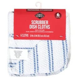 First Street Scrubber Dish Cloths Blue Striped
