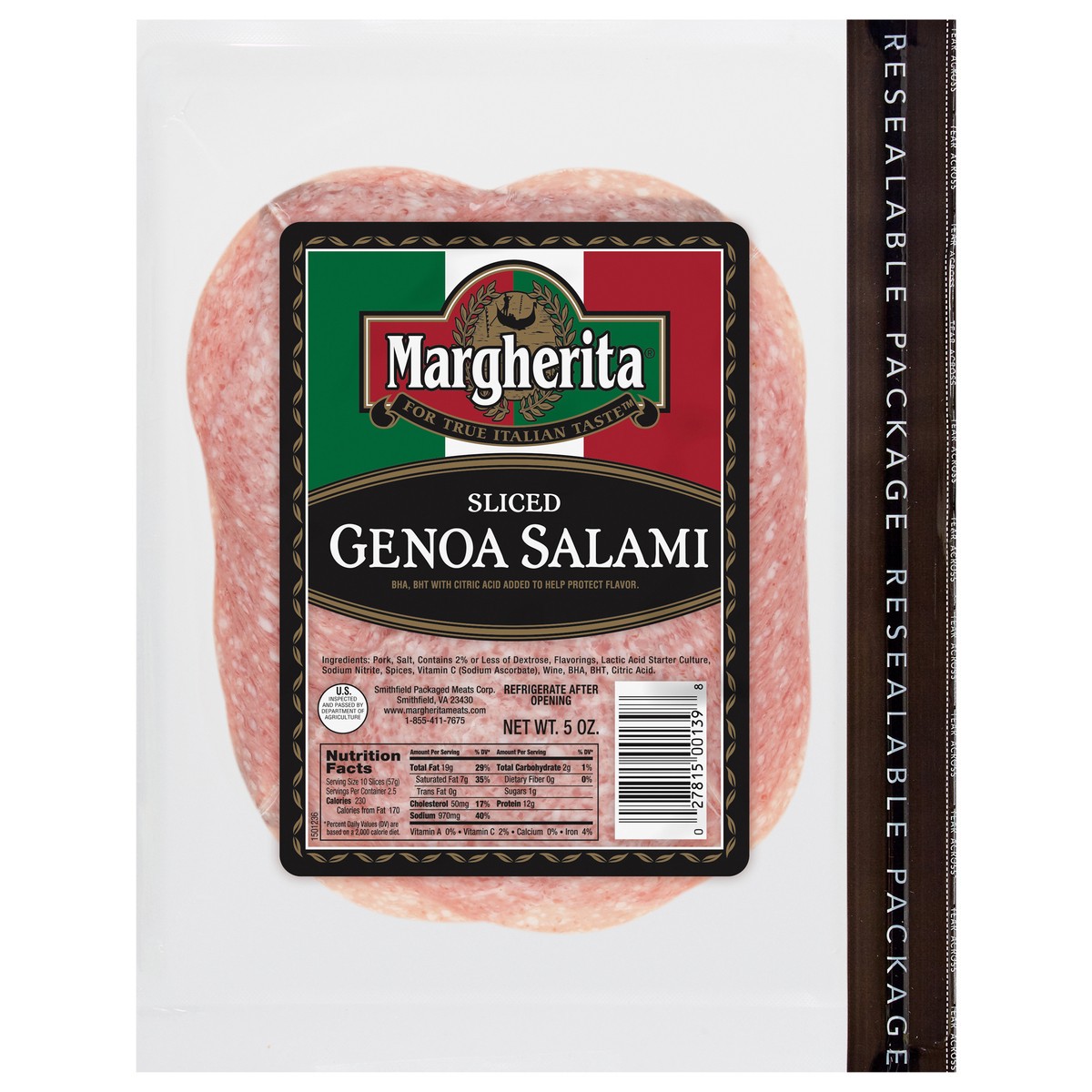 slide 1 of 1, Margherita Sliced Salami Genoa, 5 oz