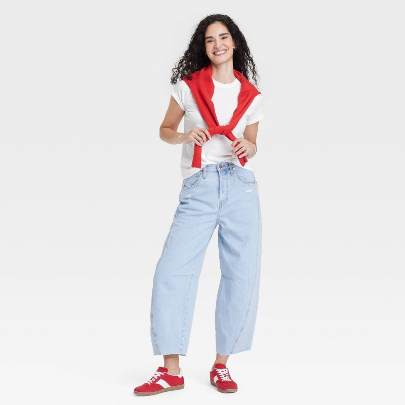 slide 3 of 4, Women's Short Sleeve Crewneck T-Shirt - Universal Thread™ White S: Relaxed Fit, Crew Neck, Jersey Fabric, 1 ct