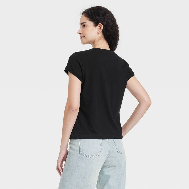 slide 2 of 4, Women's Short Sleeve Crewneck T-Shirt - Universal Thread™ Black XL: 100% Cotton, Relaxed Fit, Crew Neck, Jersey Fabric, Machine Washable, 1 ct