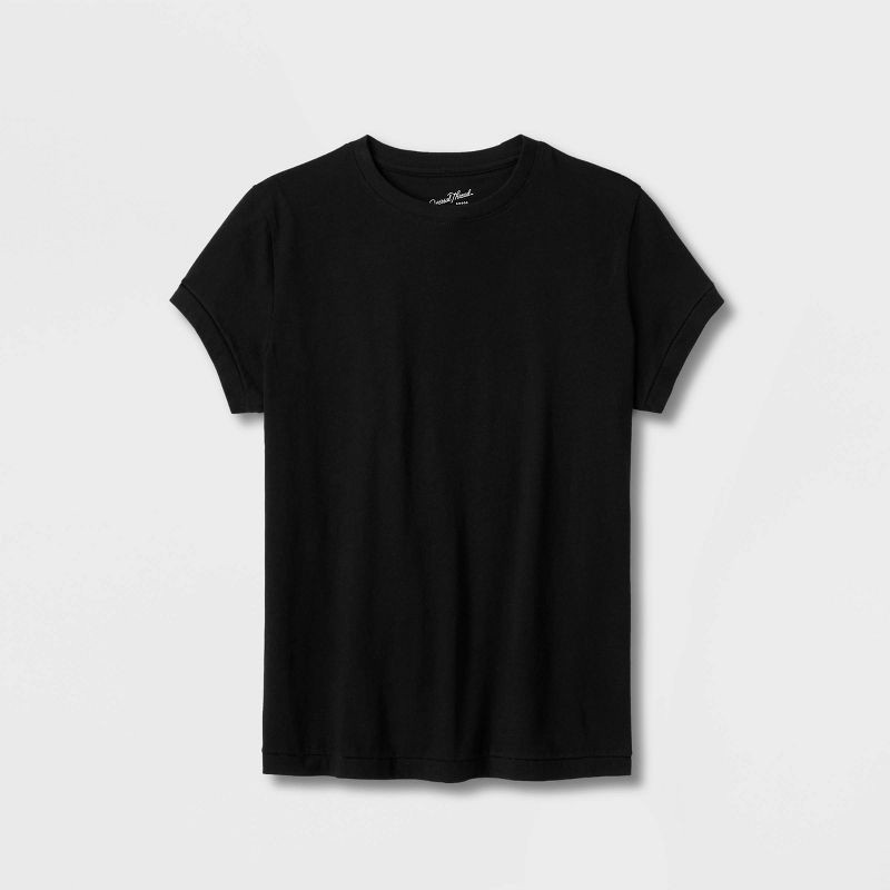 slide 4 of 4, Women's Short Sleeve Crewneck T-Shirt - Universal Thread™ Black XXL: Relaxed Fit, Crew Neck, Jersey Fabric, 1 ct