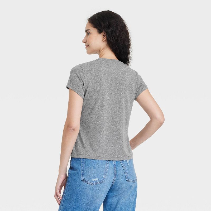 slide 2 of 4, Women's Short Sleeve Crewneck T-Shirt - Universal Thread™ Light Heather Gray M: Relaxed Fit, Crew Neck, Midweight Jersey, 1 ct