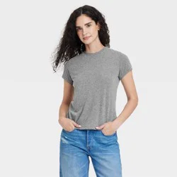 Women's Short Sleeve Crewneck T-Shirt - Universal Thread™ Light Heather Gray L: Relaxed Fit, Crew Neck, Midweight Jersey
