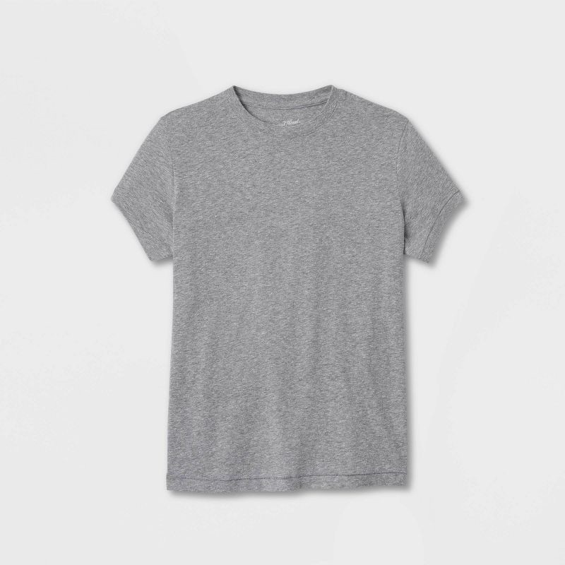 slide 4 of 4, Women's Short Sleeve Crewneck T-Shirt - Universal Thread™ Light Heather Gray XL: Relaxed Fit, Crew Neck, Midweight Jersey, 1 ct
