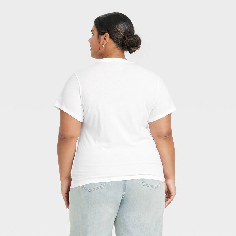 slide 2 of 4, Women's Short Sleeve V Neck T-Shirt - Universal Thread™ White XXL: Relaxed Fit, Pullover, Jersey Fabric, 1 ct
