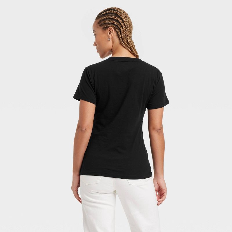 slide 2 of 4, Women's Short Sleeve V-Neck T-Shirt - Universal Thread™ Black XL: Relaxed Fit, 100% Cotton, Pullover, Jersey Fabric, 1 ct