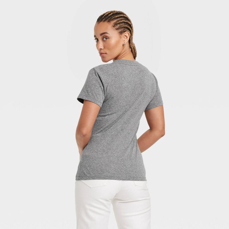 slide 2 of 4, Women's Short Sleeve V-Neck T-Shirt - Universal Thread™ Heather Gray XS: Relaxed Fit, Midweight Jersey, Pullover, 1 ct
