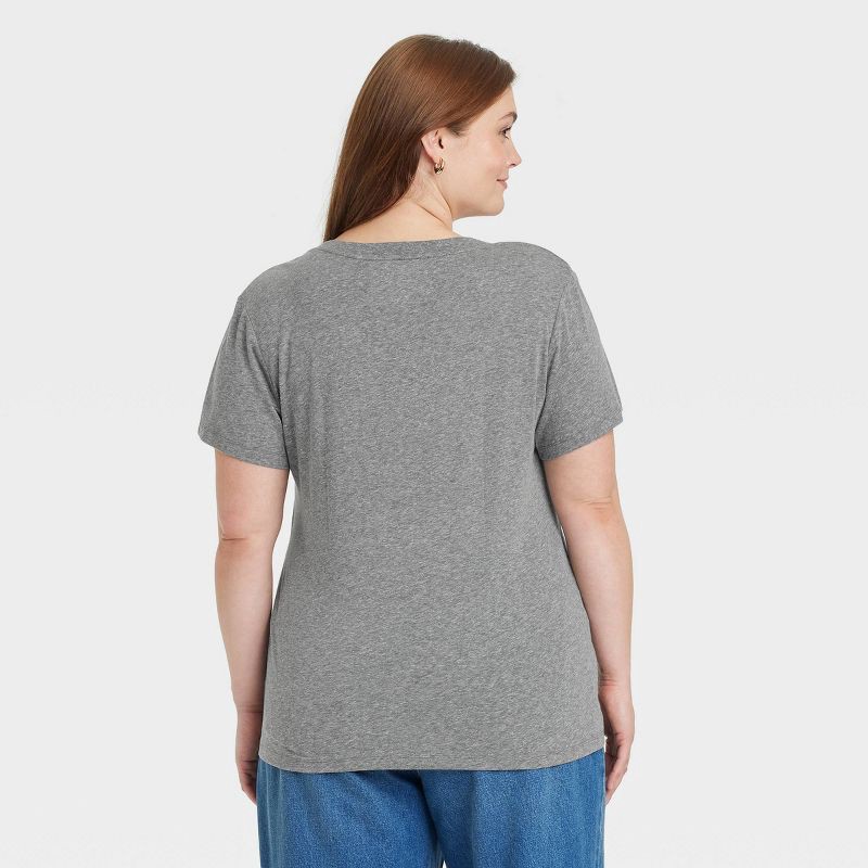 slide 2 of 4, Women's Short Sleeve V-Neck T-Shirt - Universal Thread™ Heather Gray XXL: Relaxed Fit, Midweight Jersey, Pullover Style, 1 ct