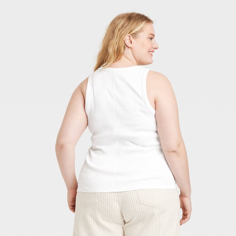 slide 2 of 3, Women's Slim Fit Tank Top - Universal Thread™ White XXL: Heavyweight Cotton Blend, Fitted Scoopneck, Sleeveless Pullover, At Hip Length, 1 ct