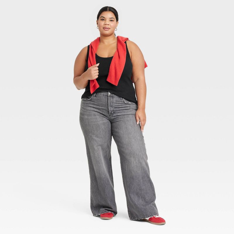 slide 3 of 4, Women's Slim Fit Tank Top - Universal Thread™ Black XXL: Heavyweight Fitted Scoopneck Pullover, 1 ct