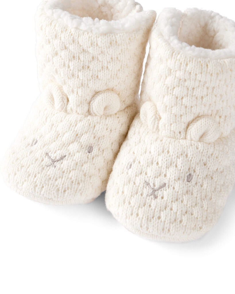 slide 2 of 3, Littleplanet Baby Organic Cotton Sweater Knit Booties Sweet Cream 3-12, 1 ct