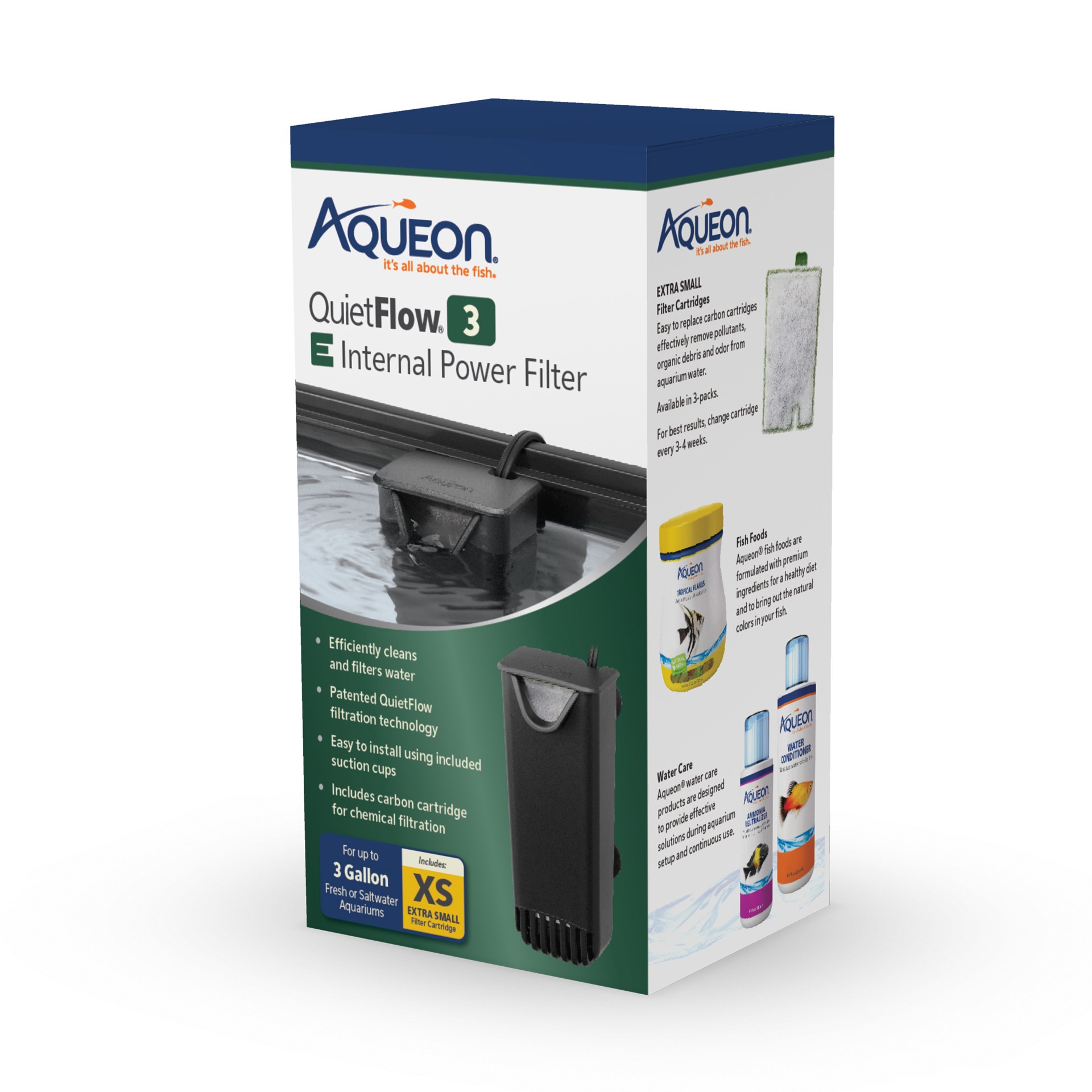 slide 1 of 10, Aqueon QuietFlow E Internal Power Filter Extra Small - 3 Gallon, 1 ct