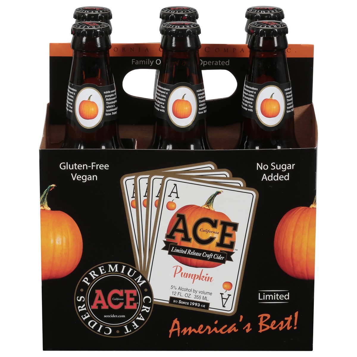slide 1 of 5, Ace California Craft Cider Pumpkin Beer 6 - 12 fl oz Bottles, 6 ct