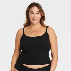 Women's Luxe 4-Way Stretch Cami Tank Top - Auden™ Black S: Nylon Spandex Blend, Adjustable Straps, Pullover Style
