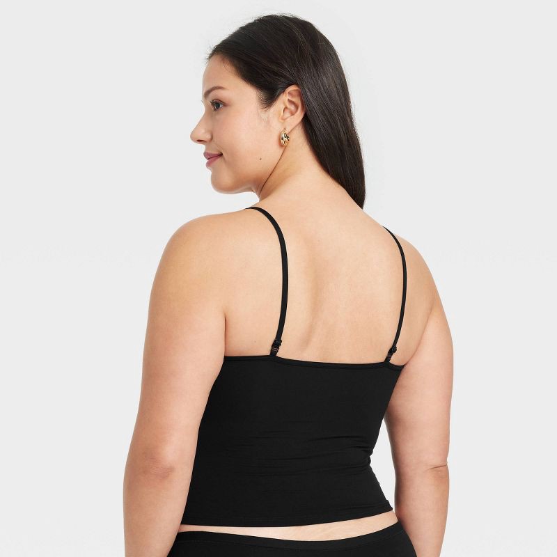 slide 5 of 5, Women's Luxe 4-Way Stretch Cami Tank Top - Auden™ Black M: Nylon-Spandex Blend, Adjustable Straps, Pullover Style, Machine Washable, 1 ct