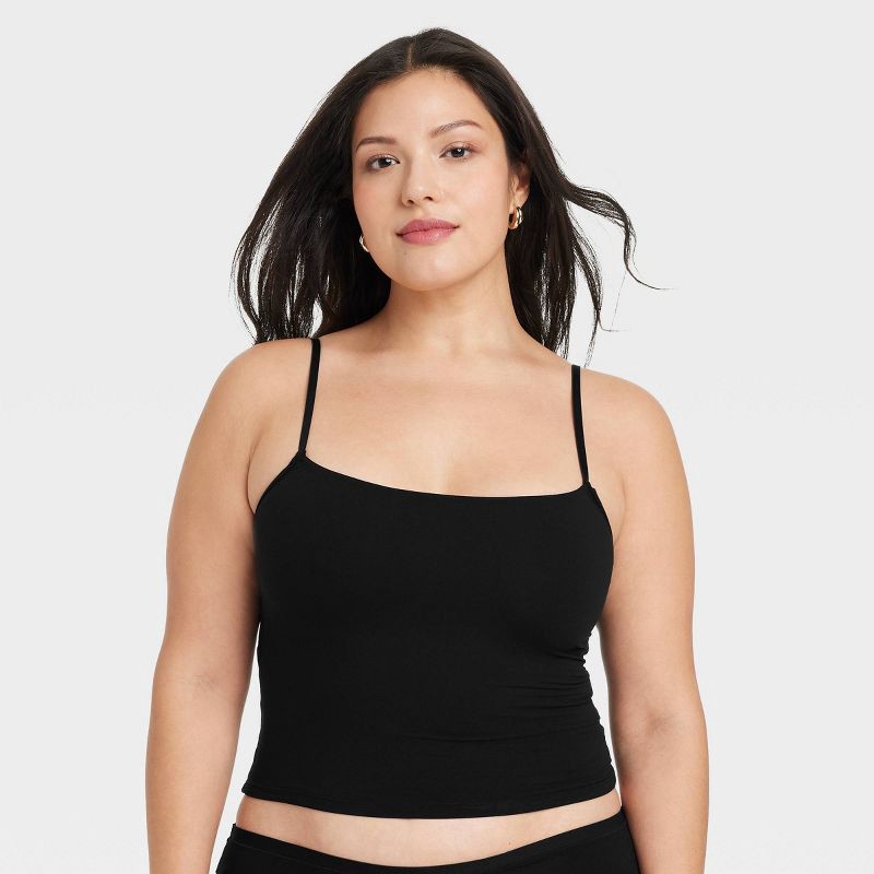 slide 4 of 5, Women's Luxe 4-Way Stretch Cami Tank Top - Auden™ Black XL: Nylon Spandex Blend, Adjustable Straps, Pullover Style, Knit Fabric, 1 ct