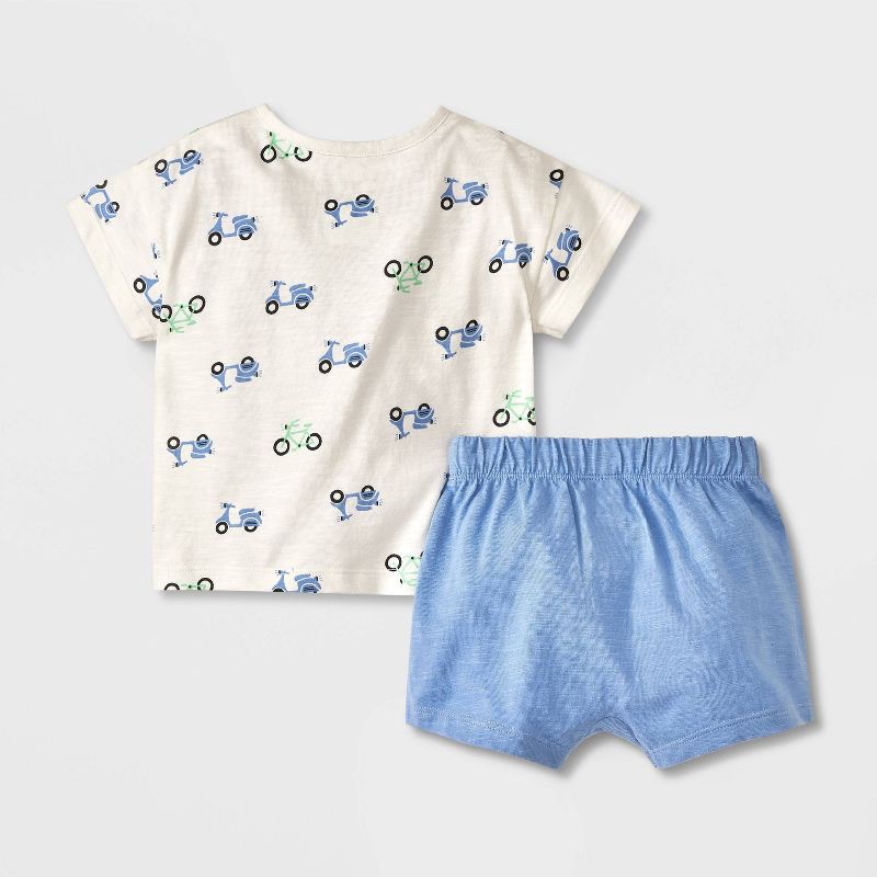 slide 2 of 4, Baby Scooter Graphic Top & Bottom Set - Cat & Jack™ Cream 6-9M, 1 ct