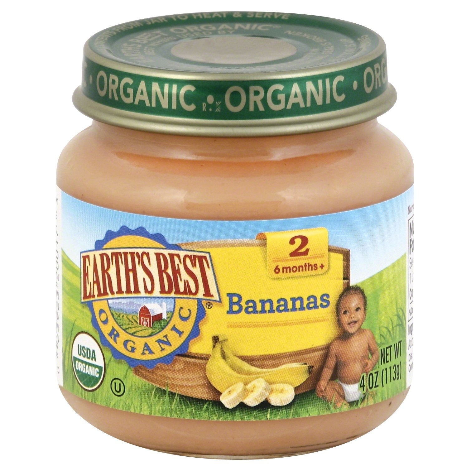 slide 1 of 2, Earth's Best Stage 2 Organic Banana Baby Food, 4 oz