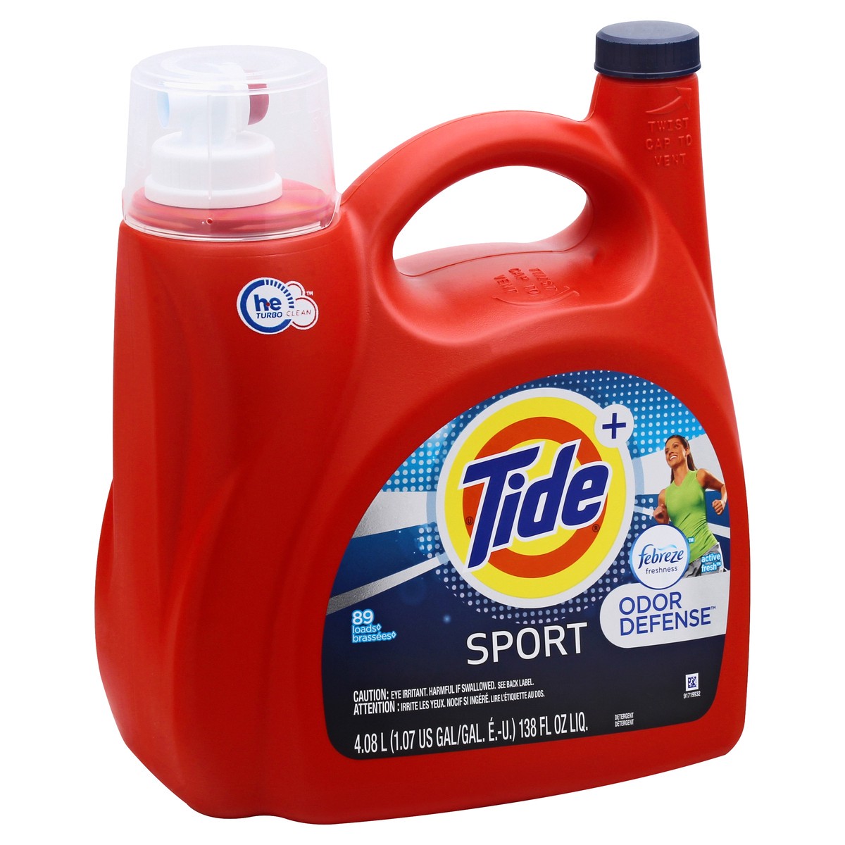 slide 6 of 9, Tide Plus Febreze Odor Defense Sport Active Fresh Detergent 4.08 lt, 138 fl oz