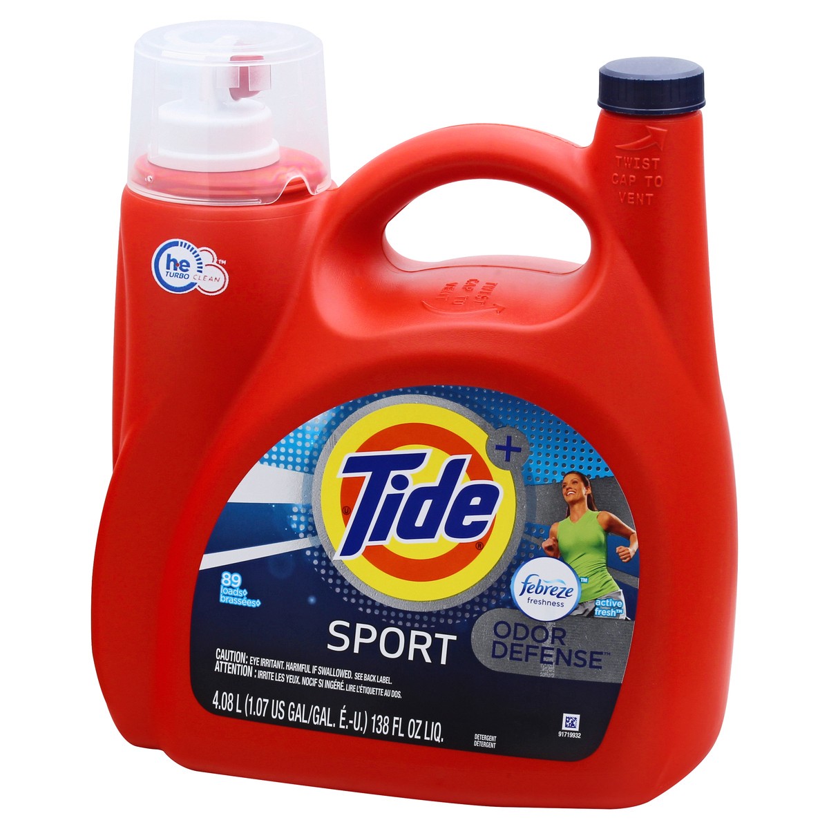 slide 7 of 9, Tide Plus Febreze Odor Defense Sport Active Fresh Detergent 4.08 lt, 138 fl oz