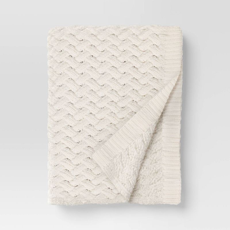 slide 1 of 5, Chunky Chenille Throw Ivory - Threshold™, 1 ct