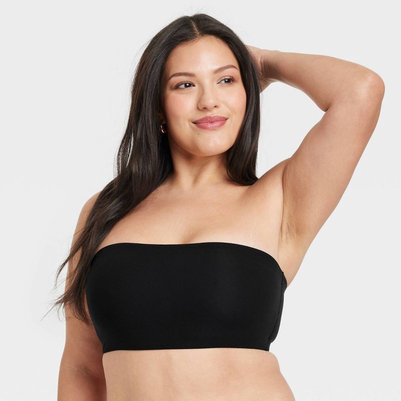 slide 4 of 5, Women's Luxe Stretch Unlined Bandeau Bra - Auden™ Black S: Mesh Liner, Tagless, Double-Layered, Pull-On, 1 ct