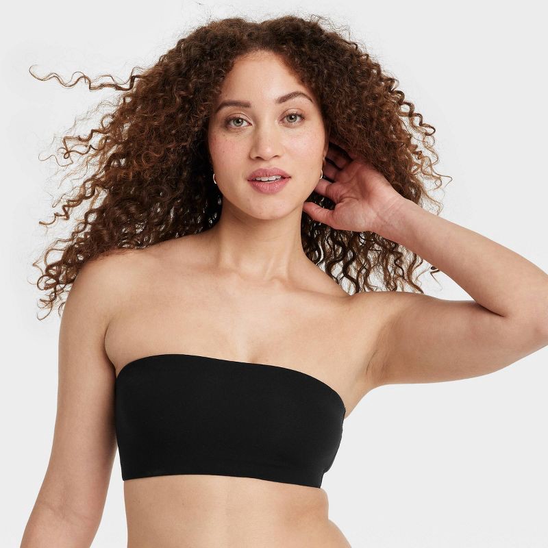 slide 1 of 5, Women's Luxe Stretch Unlined Bandeau Bra - Auden™ Black S: Mesh Liner, Tagless, Double-Layered, Pull-On, 1 ct