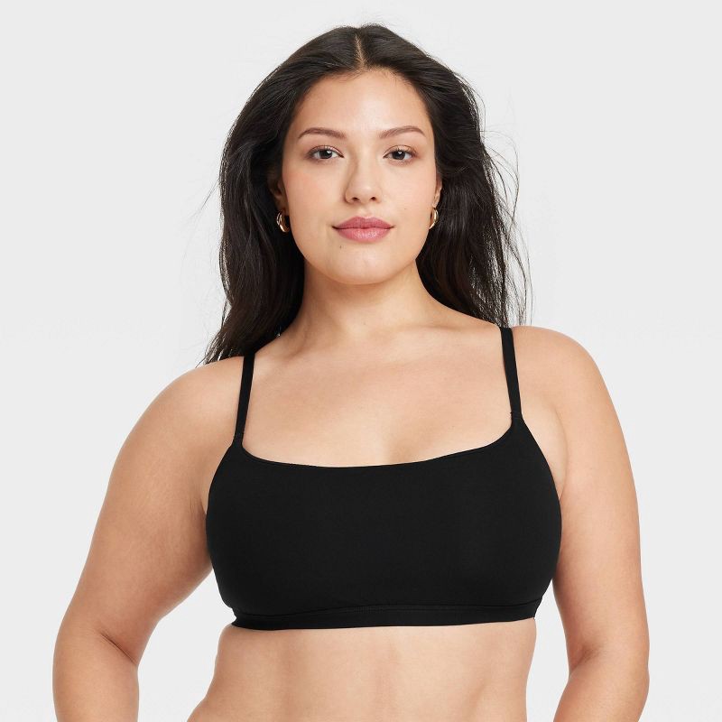 slide 4 of 5, Women's Luxe Stretch Unlined Scoop Bralette - Auden™ Black L: Mesh Liner, Adjustable Strap, Light Support, 1 ct