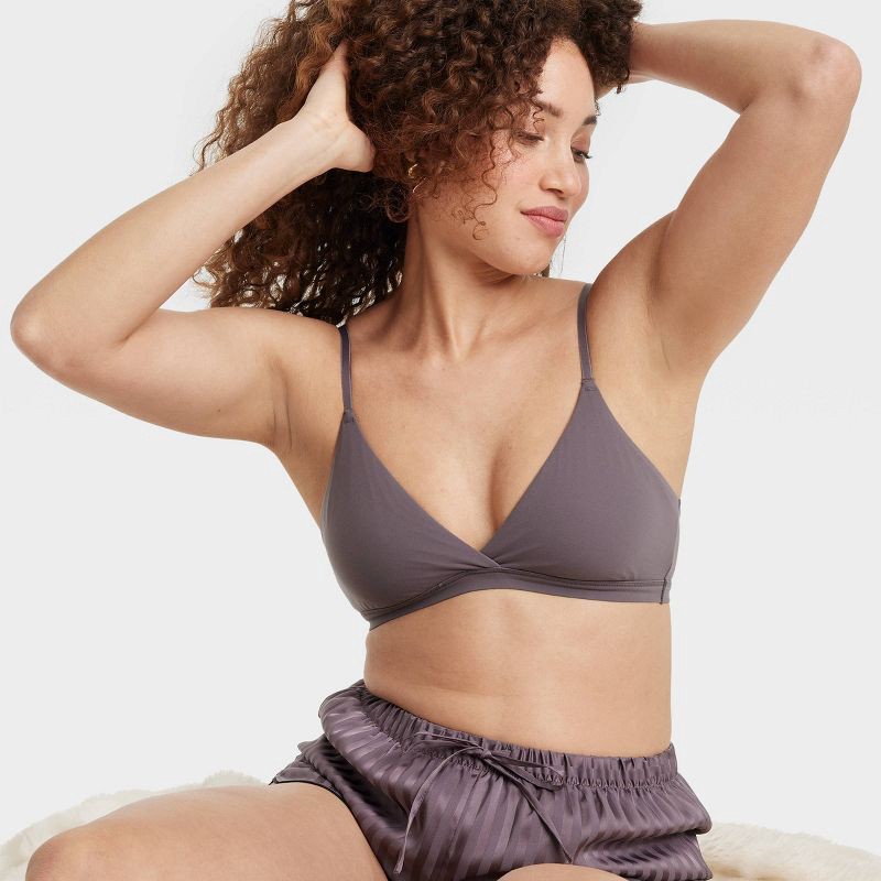 slide 3 of 5, Women's Luxe Stretch Unlined Triangle Bralette - Auden™ Mauve Gray XL: Mesh Liner, Adjustable Strap, Light Support, 1 ct