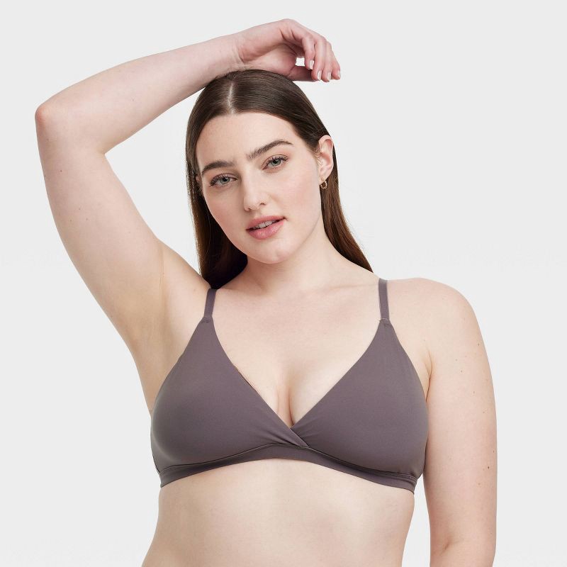 slide 4 of 5, Women's Luxe Stretch Unlined Triangle Bralette - Auden™ Mauve Gray XL: Mesh Liner, Adjustable Strap, Light Support, 1 ct