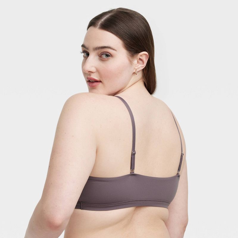 slide 5 of 5, Women's Luxe Stretch Unlined Triangle Bralette - Auden™ Mauve Gray XL: Mesh Liner, Adjustable Strap, Light Support, 1 ct
