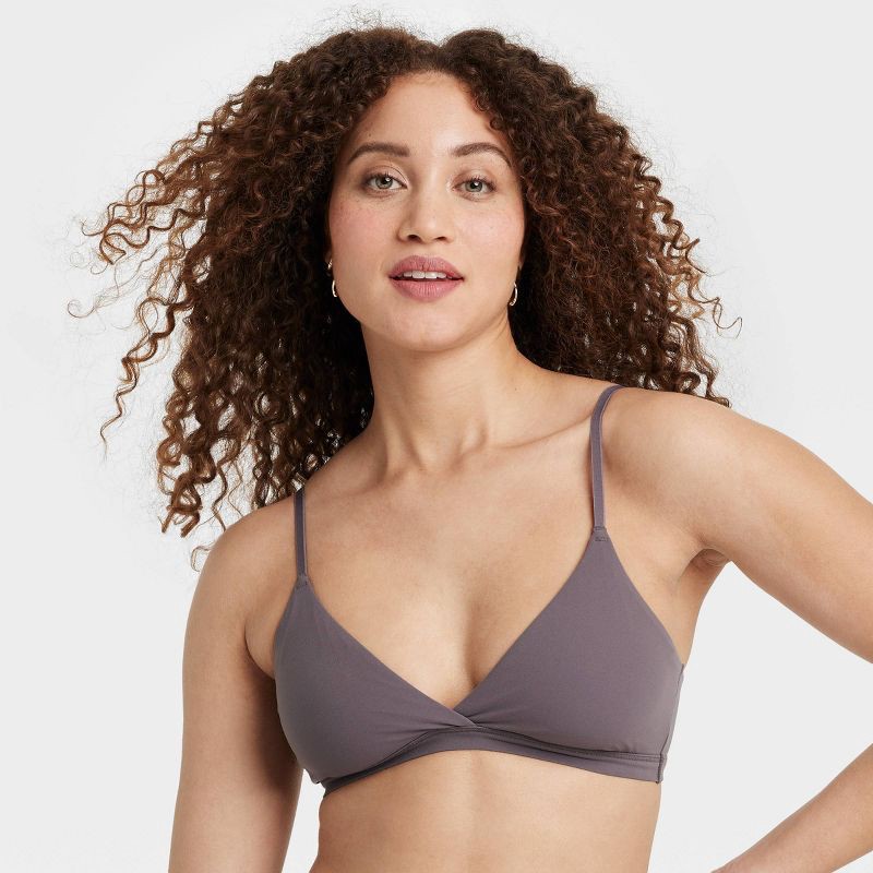 slide 1 of 5, Women's Luxe Stretch Unlined Triangle Bralette - Auden™ Mauve Gray XL: Mesh Liner, Adjustable Strap, Light Support, 1 ct
