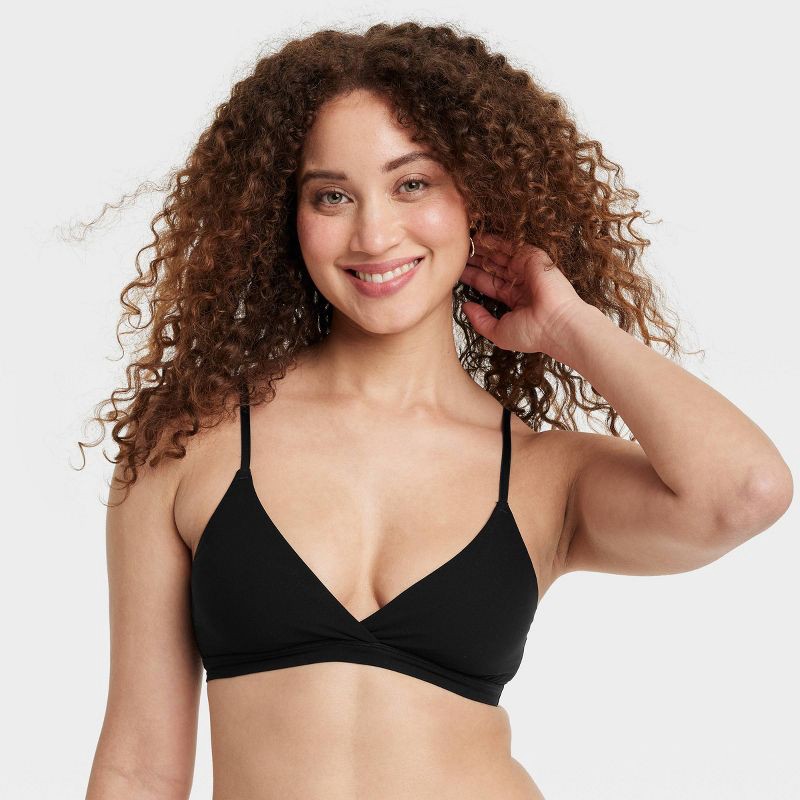 slide 1 of 5, Women's Luxe Stretch Unlined Triangle Bralette - Auden™ Black XS: Mesh Liner, Adjustable Strap, Pullover, 1 ct