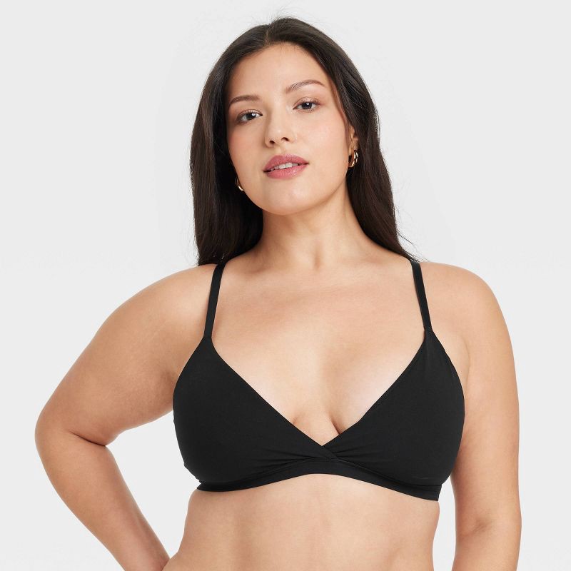 slide 4 of 5, Women's Luxe Stretch Unlined Triangle Bralette - Auden™ Black S: Mesh Liner, Adjustable Strap, Light Support, 1 ct