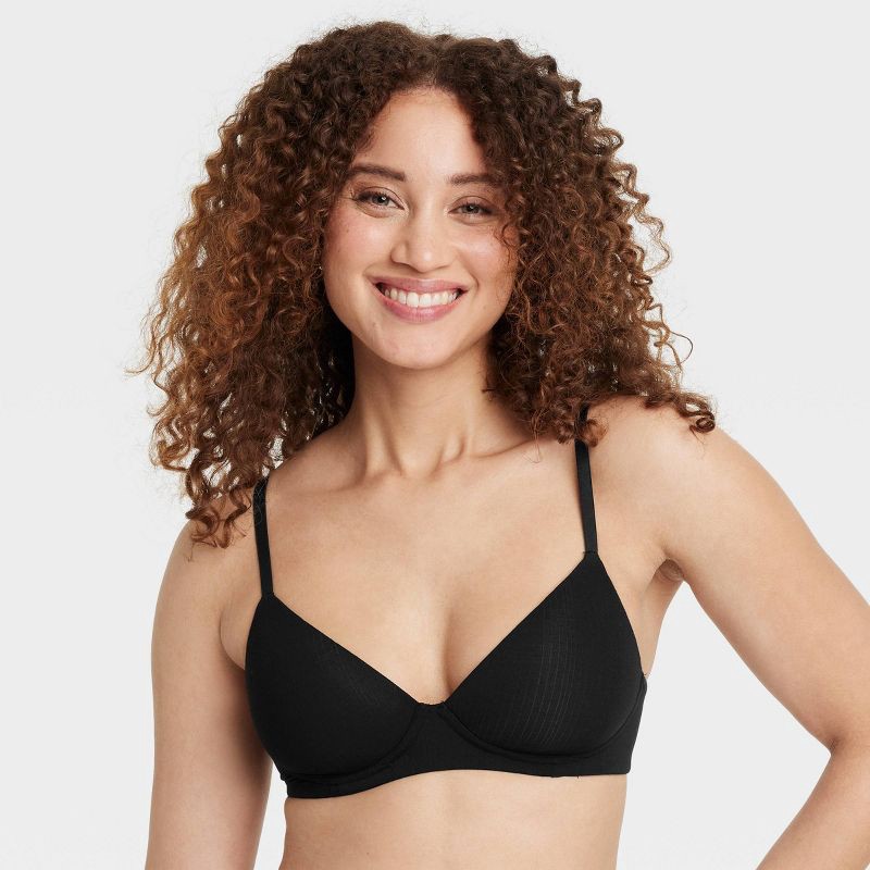 slide 1 of 5, Women's Modal Blend Lightly Lined Bralette - Auden™ Black S: V Neck, Adjustable Strap, Light Support, 1 ct