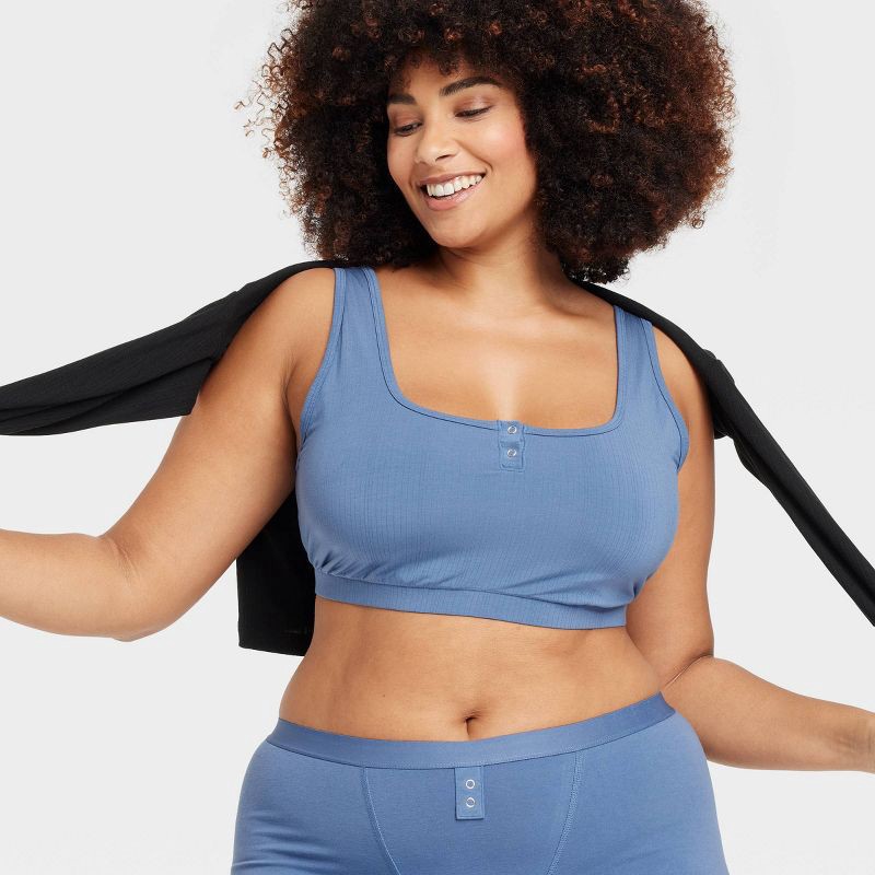 slide 3 of 5, Women's Modal Blend Scoop Bralette - Auden™ Dark Blue XXL: Adjustable Strap, Double-Layered, Pullover, 1 ct