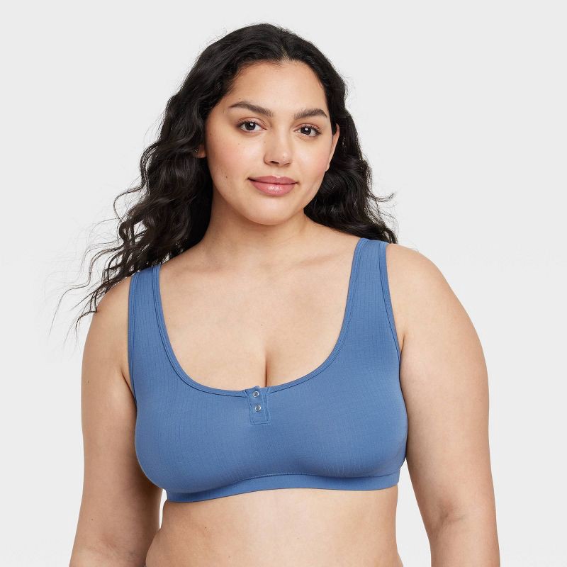 slide 4 of 5, Women's Modal Blend Scoop Bralette - Auden™ Dark Blue XXL: Adjustable Strap, Double-Layered, Pullover, 1 ct