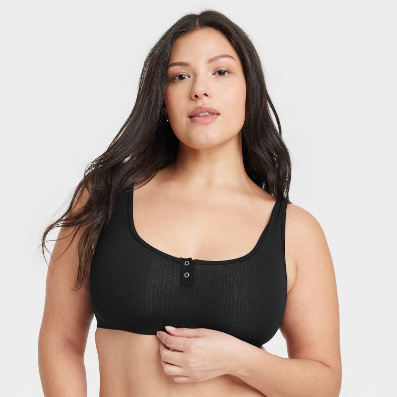 slide 4 of 5, Women's Modal Blend Scoop Bralette - Auden™ Black XS: Adjustable Straps, Double-Layered, Pullover, Solid Pattern, U Back, 1 ct