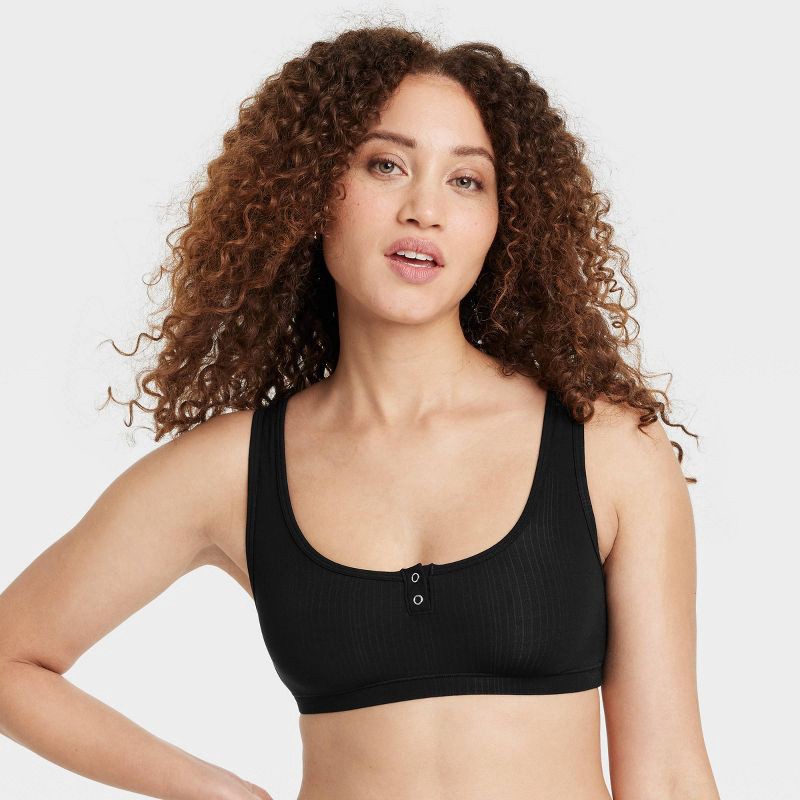 slide 1 of 5, Women's Modal Blend Scoop Bralette - Auden™ Black S: Adjustable Straps, Double-Layered, Pullover Style, 1 ct