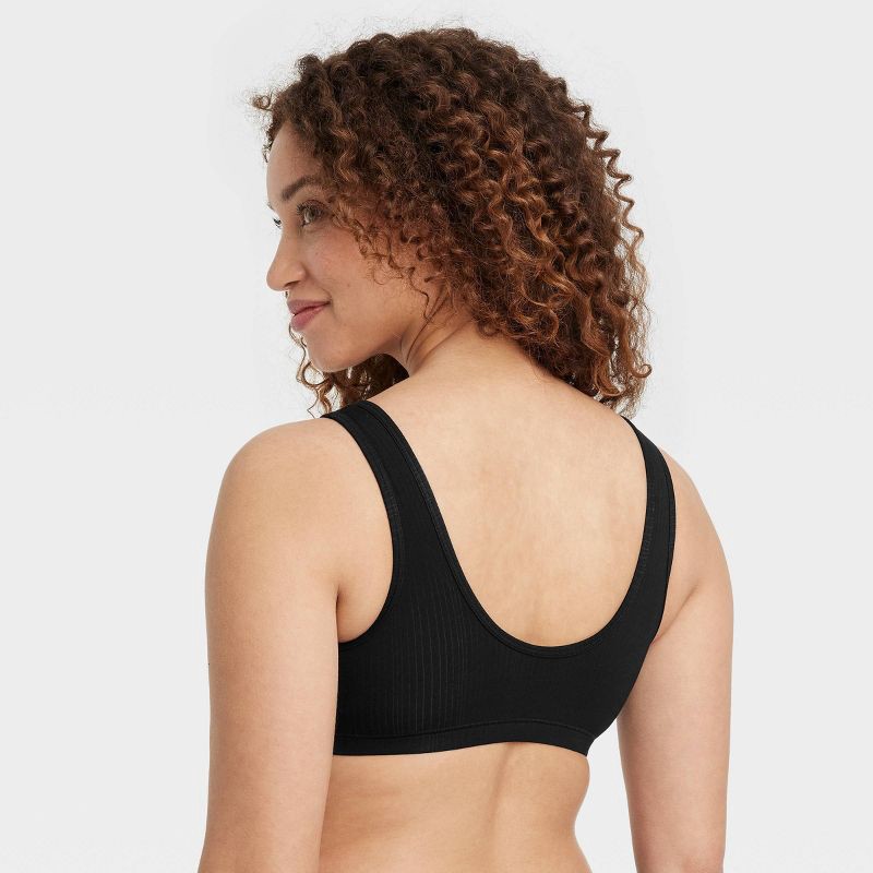 slide 2 of 5, Women's Modal Blend Scoop Bralette - Auden™ Black M: Adjustable Strap, Double-Layered, Pullover, Solid Pattern, U Back, 1 ct