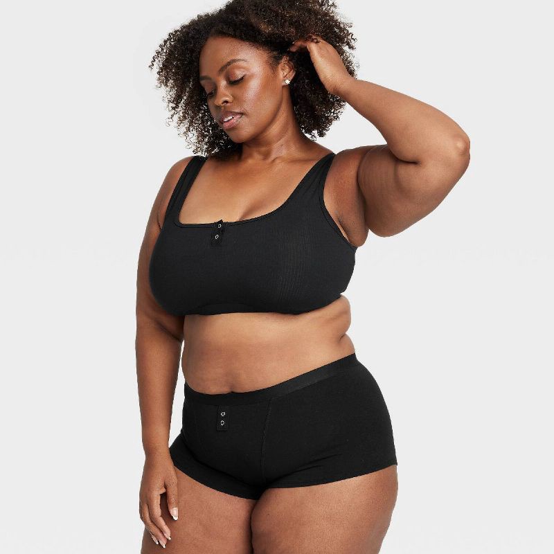 slide 3 of 5, Women's Modal Blend Scoop Bralette - Auden™ Black XXL: Adjustable Strap, Double-Layered, U Back, Pullover, 1 ct