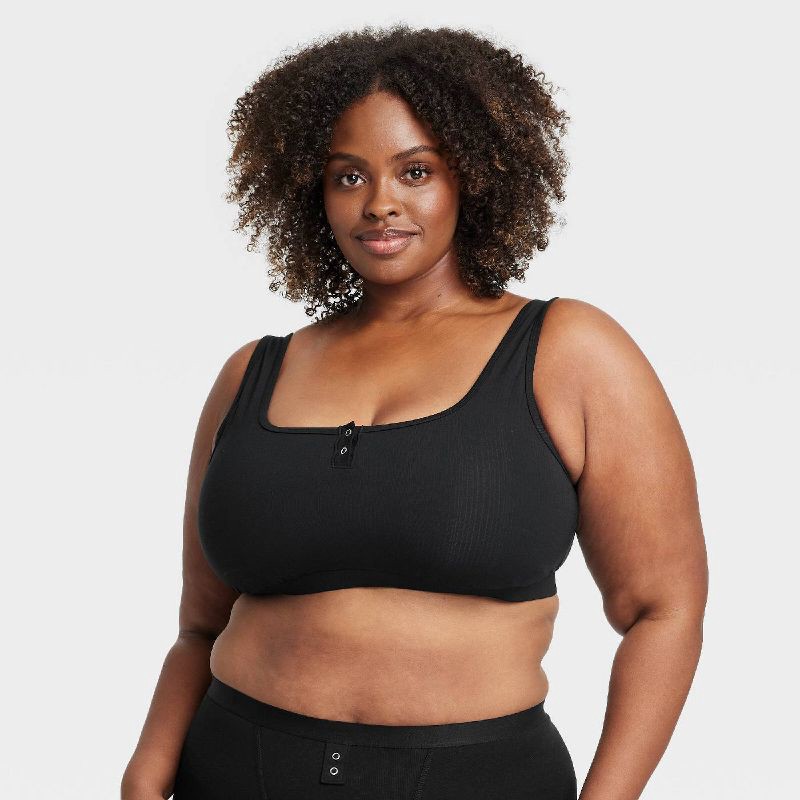 slide 1 of 5, Women's Modal Blend Scoop Bralette - Auden™ Black XXL: Adjustable Strap, Double-Layered, U Back, Pullover, 1 ct