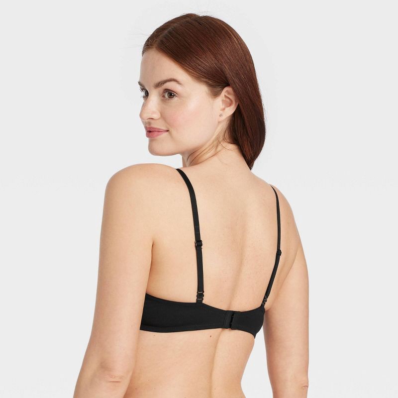 slide 2 of 6, Women's Cotton Unlined Demi Bra - Auden™ Black 34B: Adjustable Strap, Underwire, Knit Jersey, 1 ct