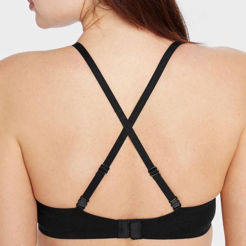 slide 6 of 6, Women's Cotton Unlined Demi Bra - Auden™ Black 34B: Adjustable Strap, Underwire, Knit Jersey, 1 ct