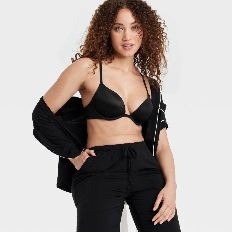 slide 3 of 6, Women's Super Push-Up Plunge Bra - Auden™ Black 38D: Underwire, Adjustable Strap, Molded Cup, 1 ct