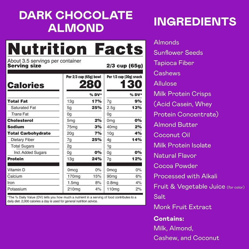 slide 5 of 8, MAGIC SPOON Dark Chocolate Almond Protein Granola - 8oz, 8 oz