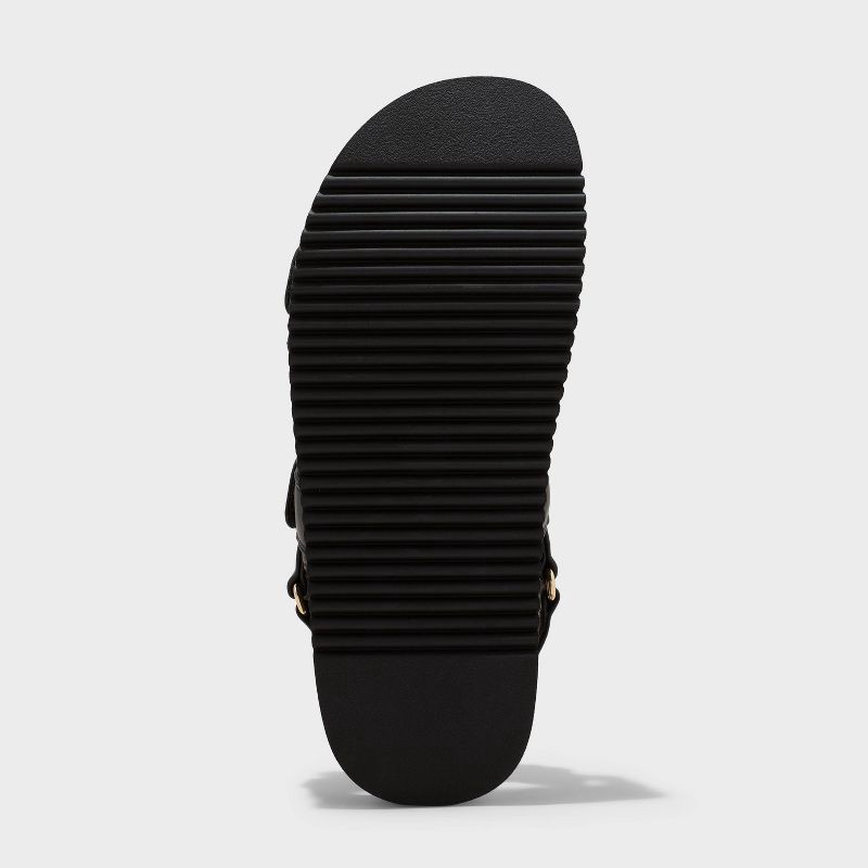 slide 4 of 4, Women's Jonie Footbed Sandals - A New Day™ Black 6: Open Toe, Faux Leather, Hook and Loop Closure, 1 ct